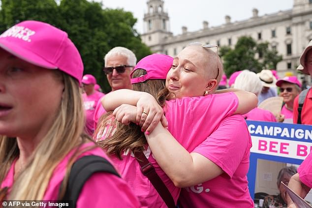 Supporters of the law celebrate outside the Commons