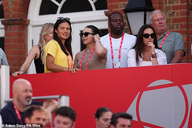 Emma Raducanu (left) watches the second semi-final of the day on day thirteen of the HSBC Championships