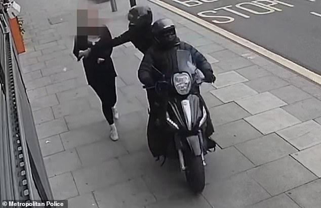 An example of phone snatching in London where moped riders steal them from people's hands