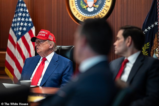 President Donald Trump and Secretary of State Marco Rubio in the Situation Room, June 21st, 2025