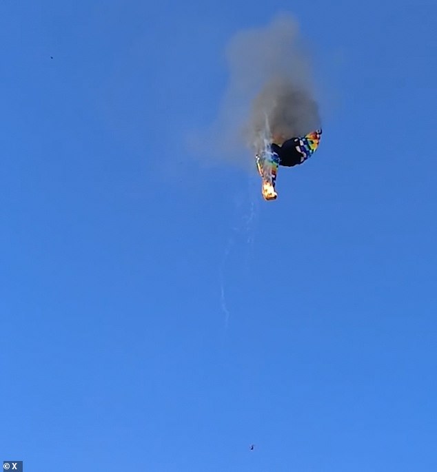 Footage shared by local news outlet G1 showed billows of smoke coming from the balloon in flames