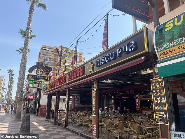 For many Brits, Benidorm is the neon lights of late night bars, cheap pints in the sun, raucous stag parties and football on big screens. Pictured: 'New Town'