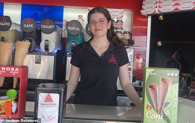 Ariadna Perez, 22, (pictured) who works at an ice cream shop in the old town, said the tourist divide keeps Benidorm peaceful