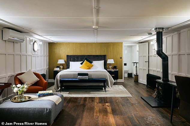 One of the bedrooms in the luxury vessel which is now up for sale