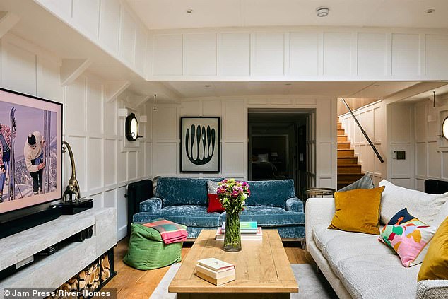 The living room inside the barge which is up for sale for £1.5million