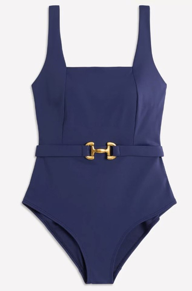 This summer wear dark blue, chocolate brown or khaki – all infinitely more flattering – and swap prints for colour blocked swimsuits (Swimsuit, £80, boden.com)