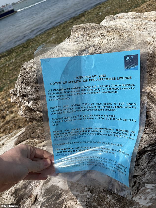 Mrs Greenham said: 'Nobody told us formally. We just saw a planning notice on a bit of blue paper in front of my hut' (Above is the planning notice referenced)