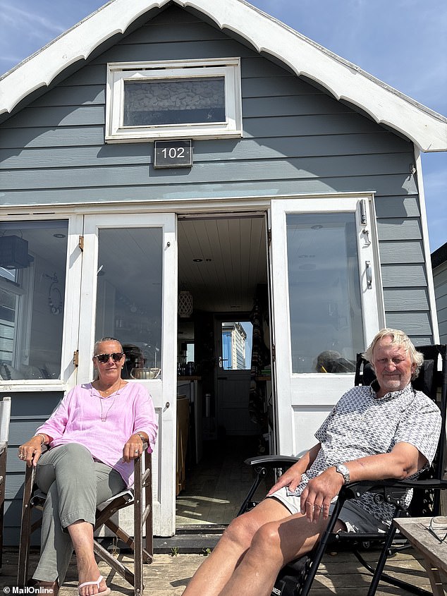 Jim Longman (right) who owns a hut with his wife Sallie (left) said he was concerned that if the only toilet on board was occupied that 'people might p**s over the edge'.