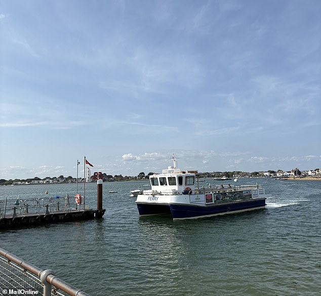 The remote location makes them very desirable as an exclusive bolthole, and with cars banned and the only way to reach it is by a 20-minute walk, a short ferry trip (above) or a novelty land train ride