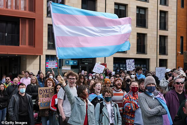 He stressed the law still gives trans people protection against discrimination. Pictured: Pro-trans rights supporters protest the ruling in Edinburgh in April