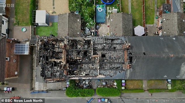 The fire ravaged through the first home on Grey Street, Gainsborough, at around 1pm on Friday before tearing through three neighbouring properties, leaving them uninhabitable