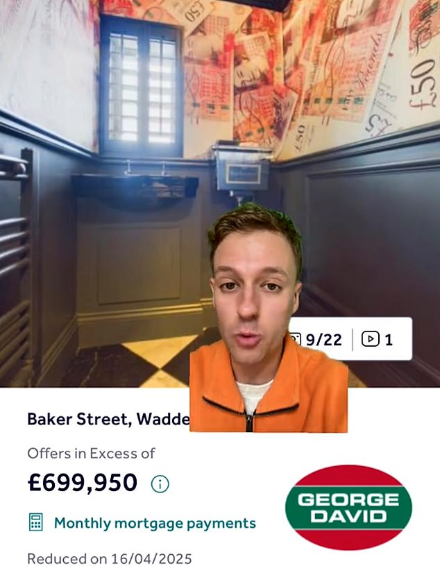 The social media personality said: 'I've just got so many questions - why on earth would you want £50 wallpaper stuck to your bathroom wall?'