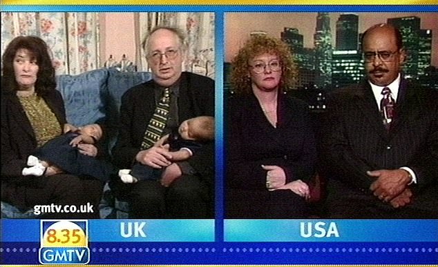 TV Grab from GMTV showing American couple Richard, 49, and Vickie Allen (right) from California, America, and Britons Alan, 45, and Judith Kilshaw, 47, from Buckley, north Wales (left) who are in dispute over the adoption of babies named Kimberley and Belinda by the Kilshaws