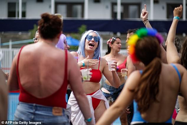 There are several staple parties in the calendar each year - including the underwear party and the Invasion of the Pines (pictured)