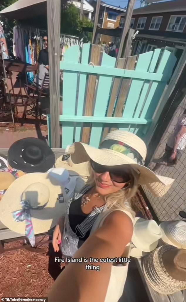 Fire Island has also begun to attract influencers due to its aesthetic appeal. Pictured Brooke Mooney, 24, who is from Long Island