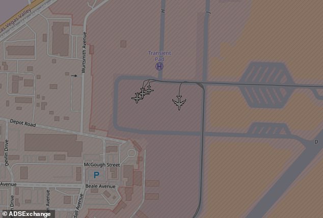 The plane was met on the tarmac of Nellis Air Force Base by three of Area 51's secret 'Janet' employee shuttle jets