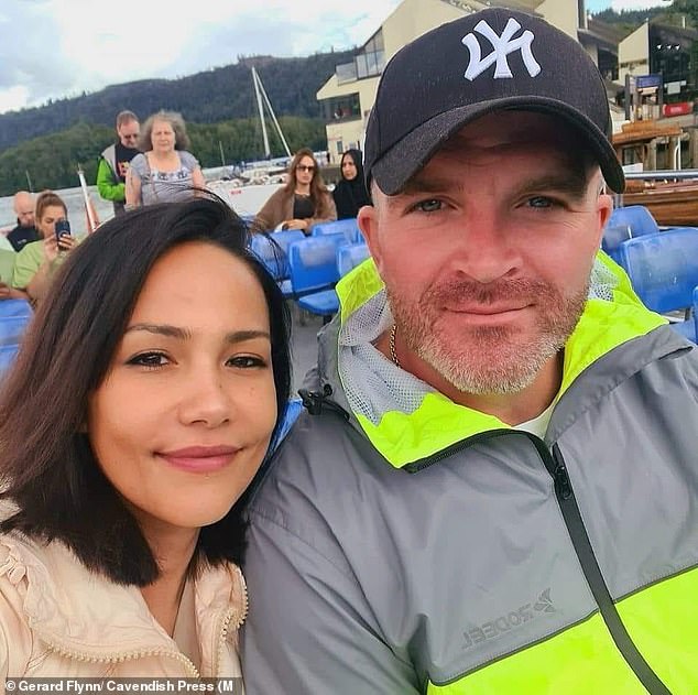 Gerard Flynn pictured with new girlfriend Shelina Kurz who was cruelly branded 'scruffy' and 'trampy' by his estranged wife Susilla Mercer