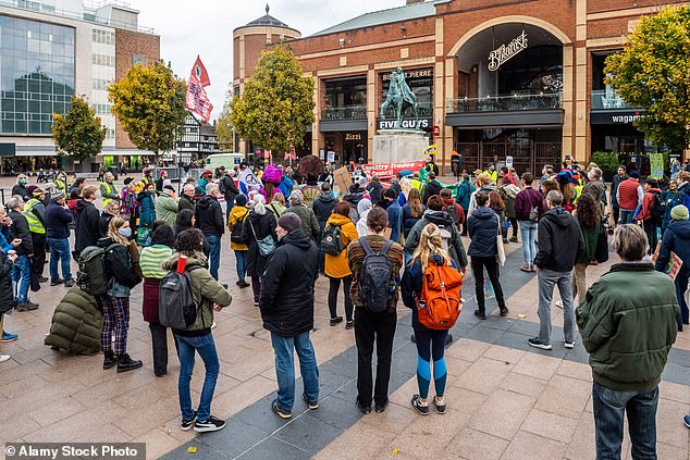 A climate protest taking place in Coventry on November 6, 2021