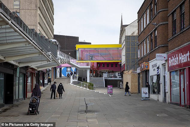 A quiet city centre in Coventry during the Coronavirus pandemic, April 2021