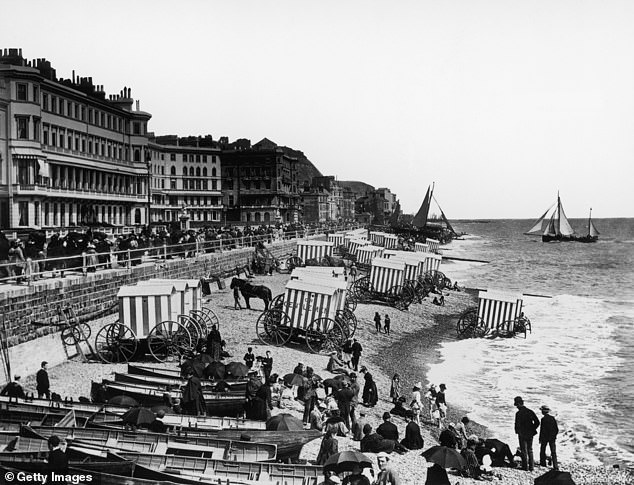 The seafront at Hastings, Sussex, circa 1900