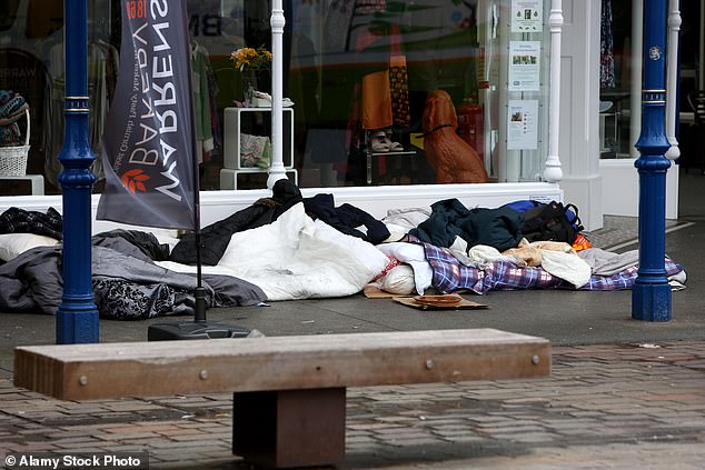 Homeless people seen in Bognor Regis, West Sussex
