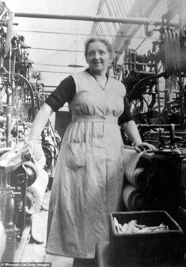 Weaver at the Albion towel works in Bolton, Greater Manchester, Circa 1930