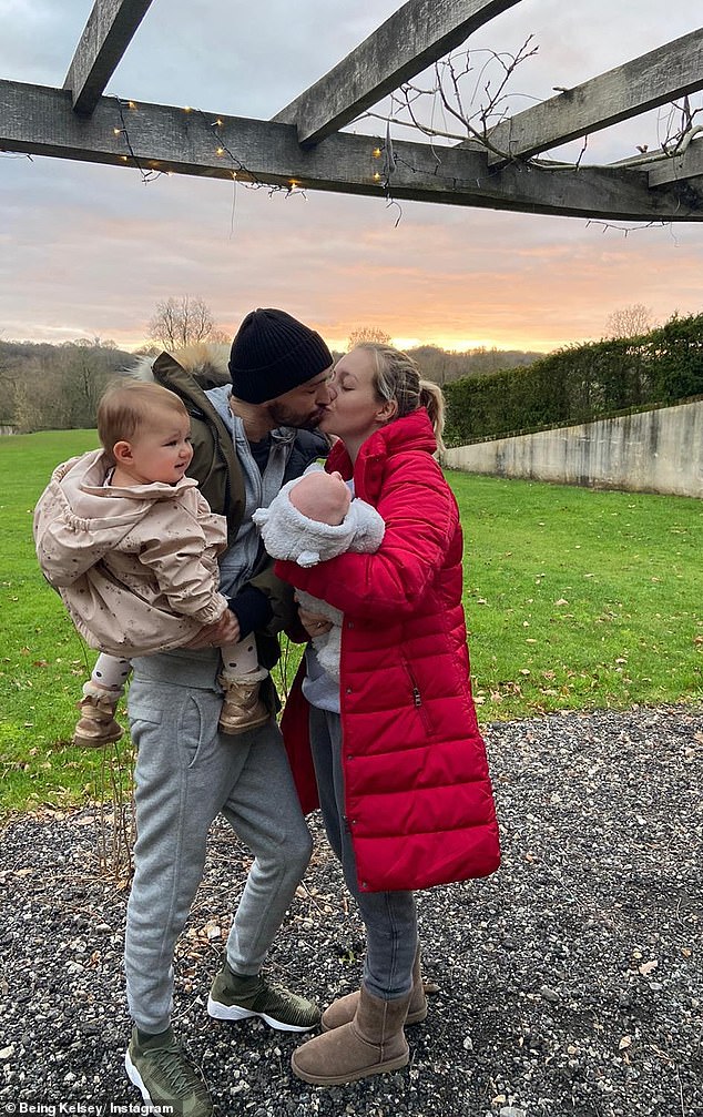 Kelsey revealed she has been getting a lot of hate online but her new partner has been very supportive and told her to 'block out the haters' (Pictured with Tom and their kids 2020)