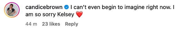 Fans and famous friends rushed to the comments to offer their condolences to Kelsey and Will