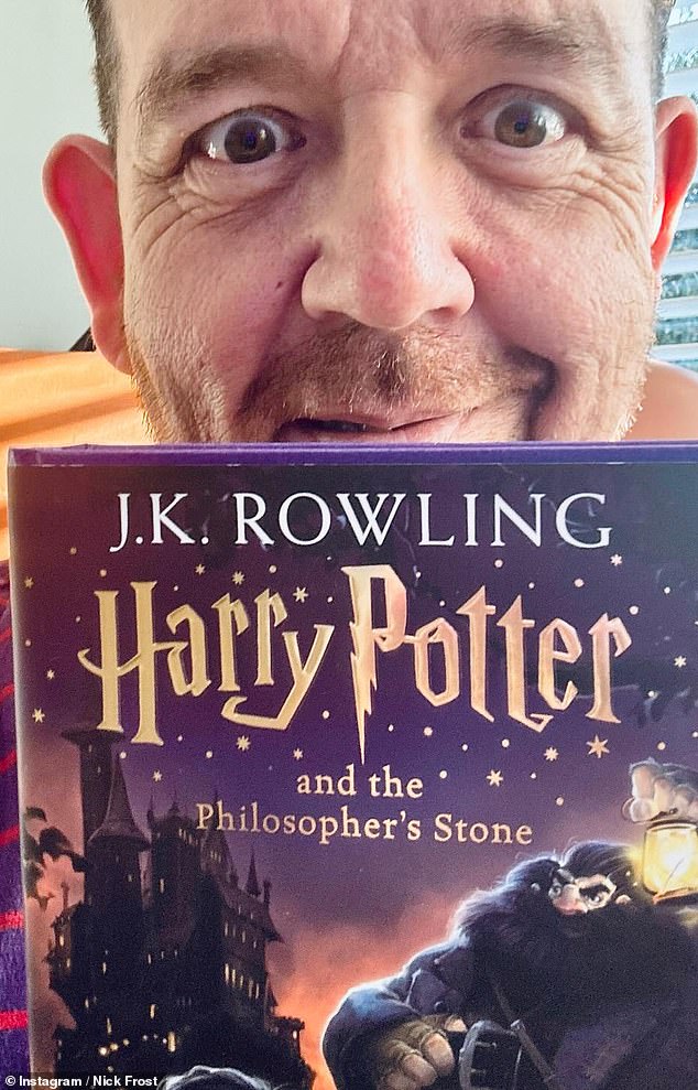 In his announcement post, the actor posed with a classic copy of the first book in JK Rowling's series, Harry Potter and the Philosopher's Stone