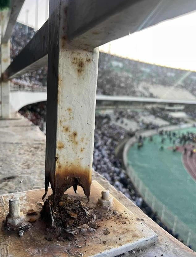 According to local media, part of a barrier in the upper stand gave way, causing fans to fall