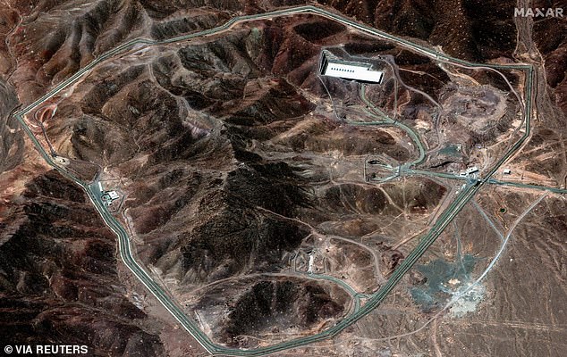 Pictured: A satellite view of the Fordow nuclear facility, which is in the northwest of Iran