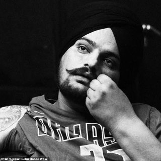 In June 2022, Moose Wala (pictured) was shot dead 24 times in his car by unidentified attackers in the northern state of Punjab