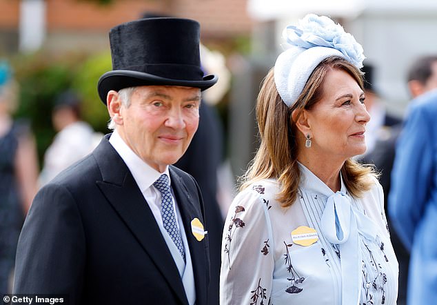 Michael and Kate's mother, Carole, met while they were working for British Airways as ground crew. They are pictured at day two of Ascot in 2024