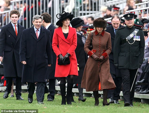 Kate is pictured with Carole and Michael at the Sovereign's Parade at Sandhurst Military Academy for the passing-out parade of Prince William in 2006