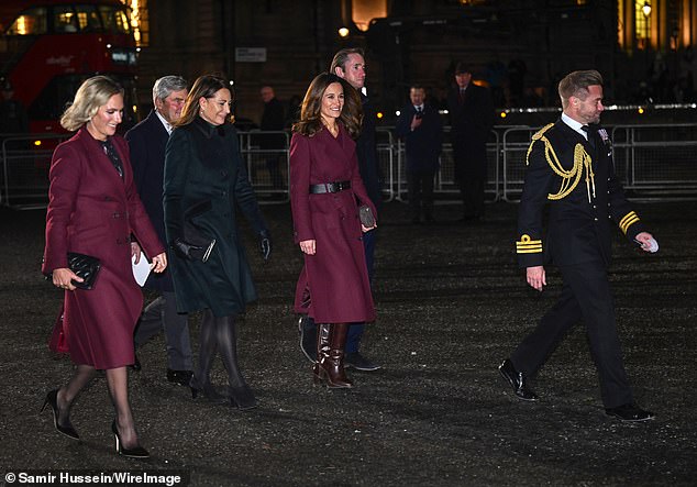 Zara Phillips, Michael, Carole, Pippa, James Matthews and Rob Dixon attend the Together at Christmas Carol Service at Westminster Abbey on December 15, 2022