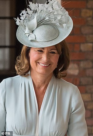 Carole wears the same hat at Prince Louis' christening in 2016