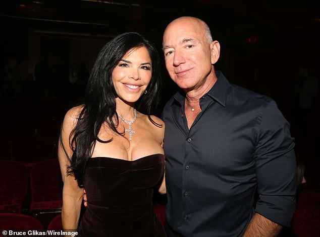 The original plan was for a huge party at the Scuola Grande della Misericordia on Saturday night but it has now been moved to another venue in the Arsenale area of the city, according to local media. Pictured: Jeff Bezos and Lauren Sanchez
