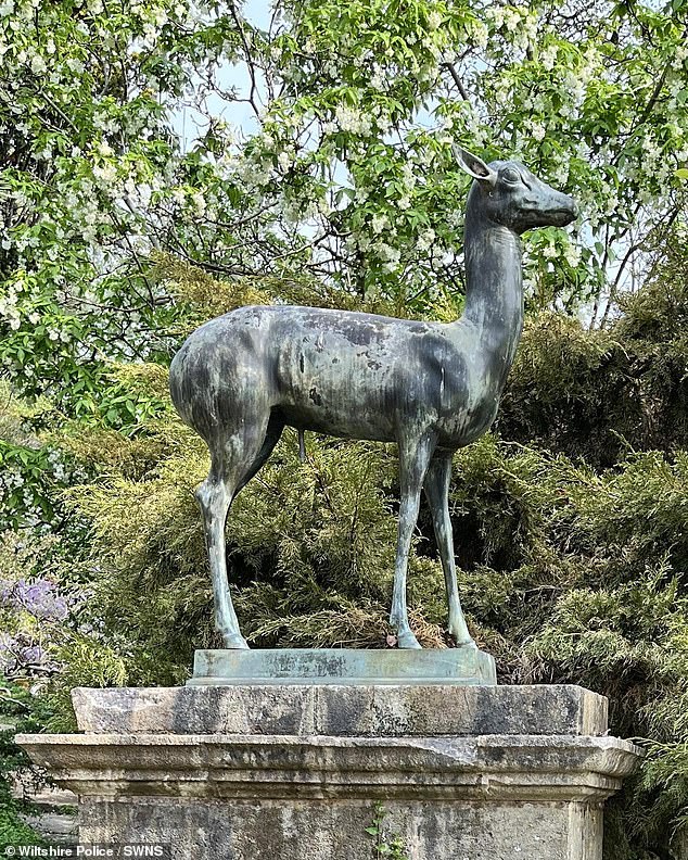 The raid took place during Iford's jazz festival. Pictured: One of the two Roman deer bronze statues stolen from Iford Manor