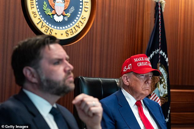 President Trump and Vice President Vance, left, monitor Operation Midnight Hammer