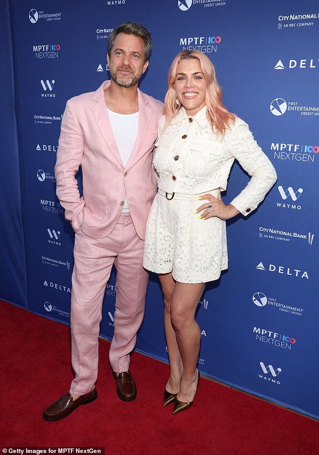 Jackson looked dapper in a pink suit with a white T-shirt with brown loafers