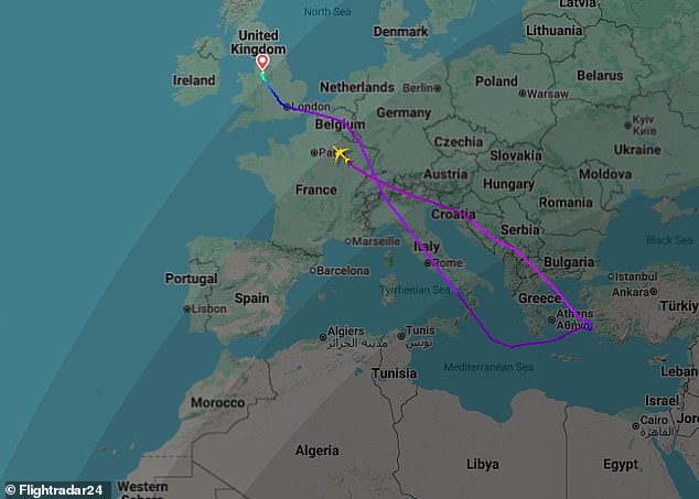 Flight QTR36R had reached the western Turkish coastline at 5.56pm when it made a dramatic U-turn back to Manchester Airport
