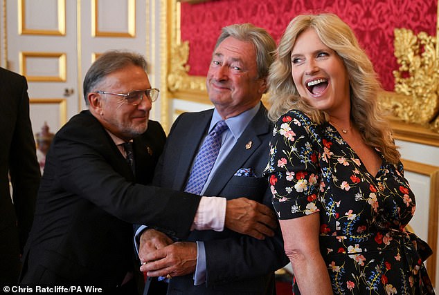 Raymond Blanc, Alan Titchmarsh and Penny Lancaster share a laugh as they attend the ceremony in London
