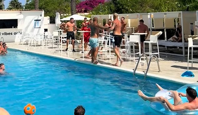 Raging tourists holidaying at the Marco Polo hotel in San Antonio started yelling at each other