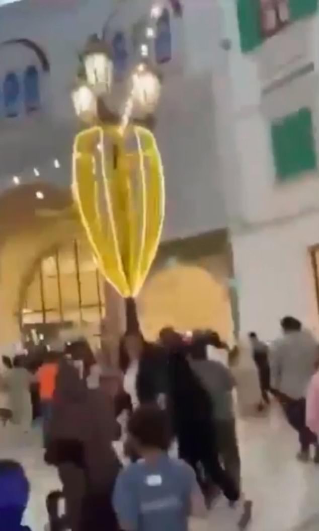Footage taken in a Doha shopping centre showed civilians running in peril amid the missile attack