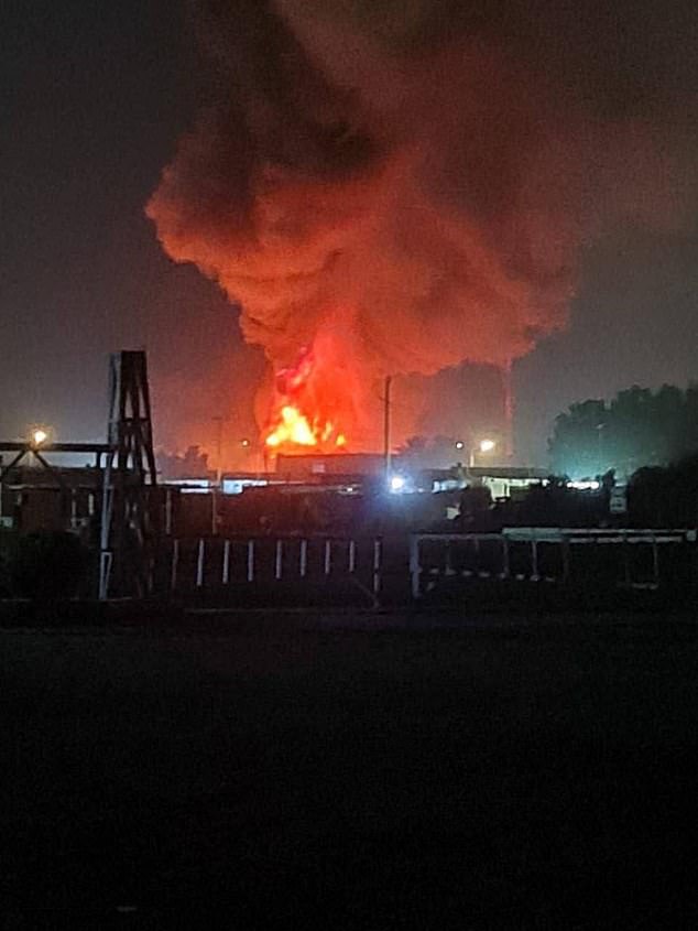 Video footage showed Taji base in Iraq on fire following a reported drone strike