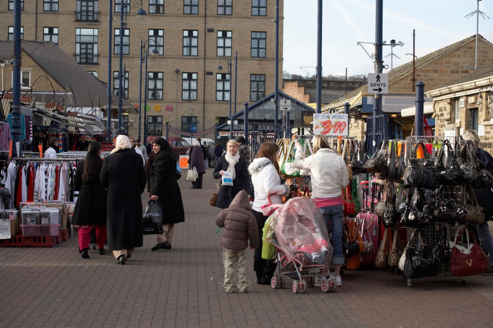 Shoppers at a market.