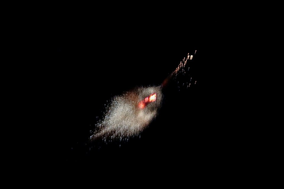 Missile interception at night.