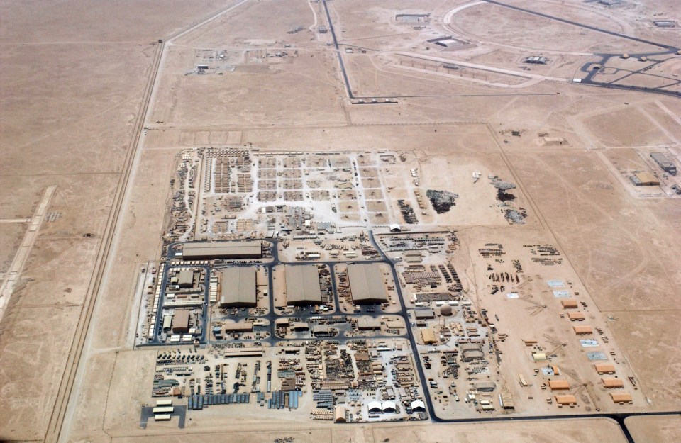 Aerial view of Log Town at Al Udeid Air Base.