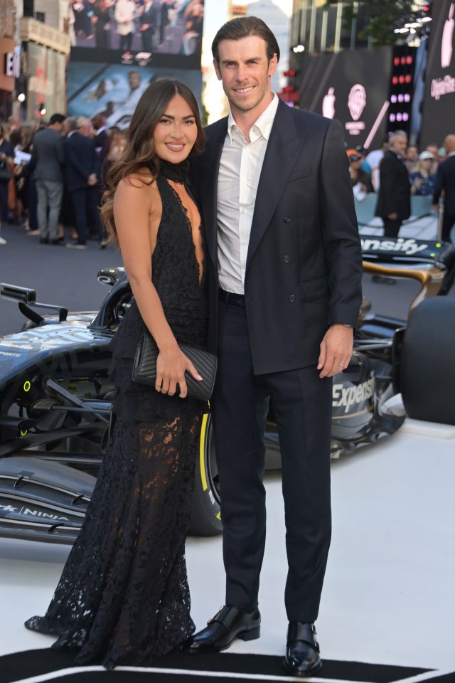 Emma Rhys-Jones and Gareth Bale at the European Premiere of "F1: The Movie".