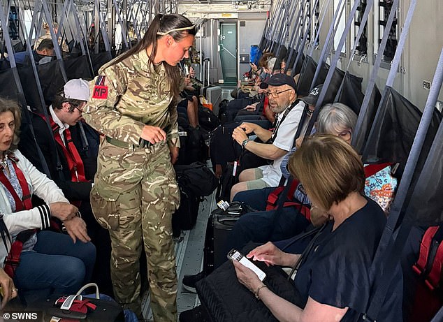 This is the moment British nationals boarded a Royal Air Force plane out of Israel - one of the first emergency evacuations since the US attacked nuclear sites in Iran
